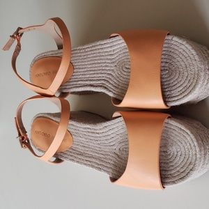Antonio Melani Sandals Women's Pale Peach Leather Espadrille Wedges